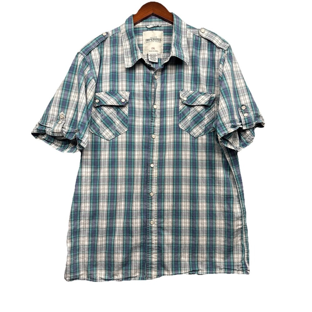 Imperious Clothing Superior Quality Multicolor Plaid Button Down Shirt Mens 2XL